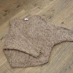 Pink Lily Textured Brown Sweater